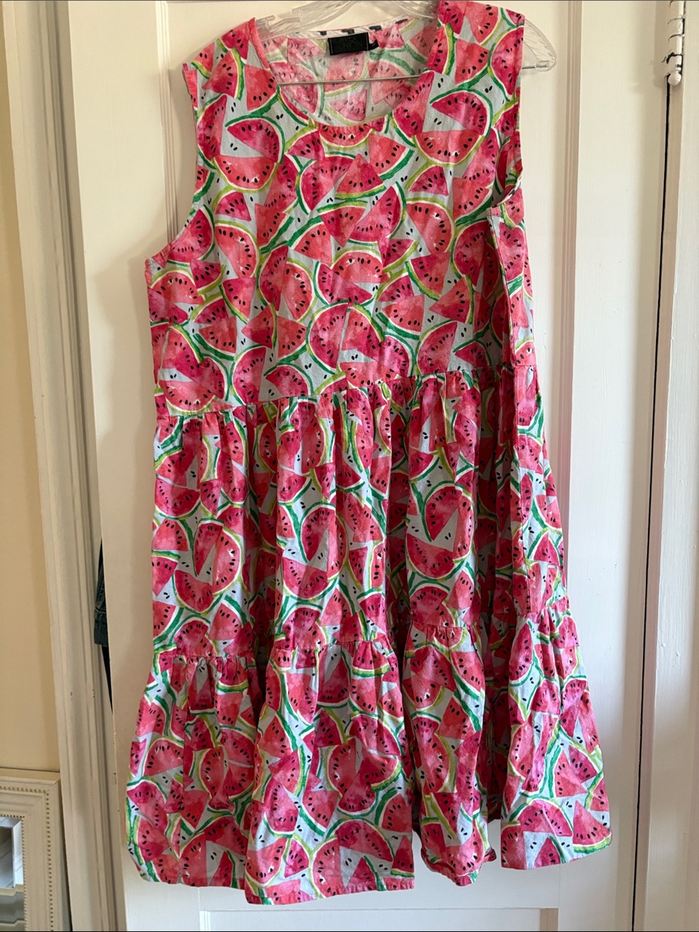 Sleeveless Watermelon Print Dress - Pink & Green